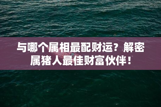 与哪个属相最配财运？解密属猪人最佳财富伙伴！