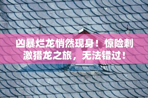 凶暴烂龙悄然现身！惊险刺激猎龙之旅，无法错过！