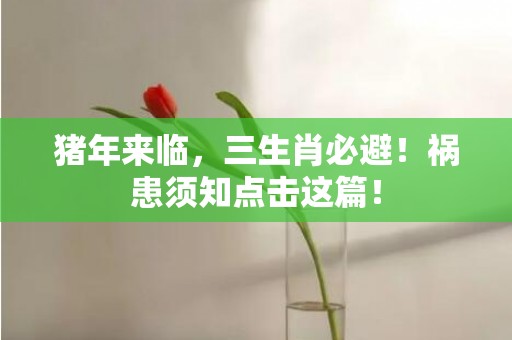 猪年来临，三生肖必避！祸患须知点击这篇！