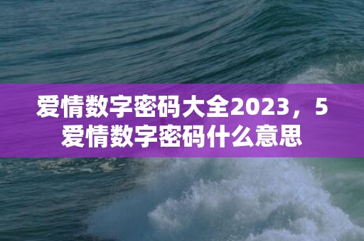 爱情数字密码大全2023，5爱情数字密码什么意思