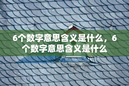6个数字意思含义是什么，6个数字意思含义是什么