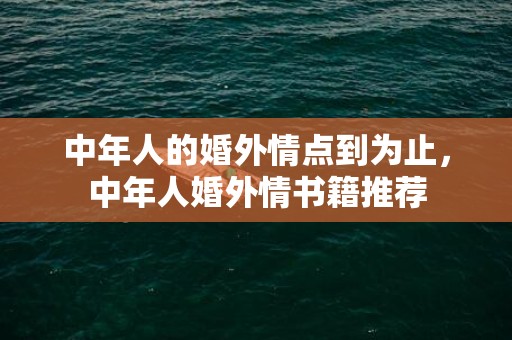 中年人的婚外情点到为止，中年人婚外情书籍推荐