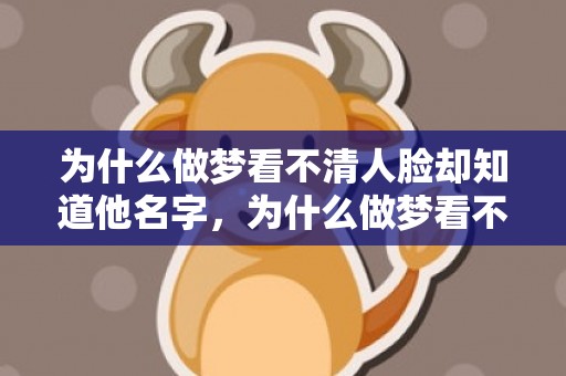 为什么做梦看不清人脸却知道他名字，为什么做梦看不清楚人脸