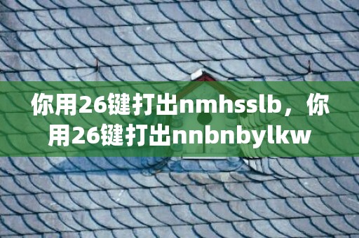 你用26键打出nmhsslb，你用26键打出nnbnbylkw