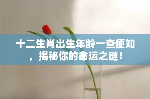 十二生肖出生年龄一查便知，揭秘你的命运之谜！