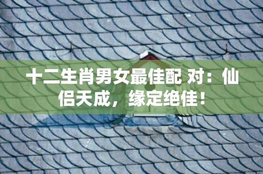 十二生肖男女最佳配 对：仙侣天成，缘定绝佳！