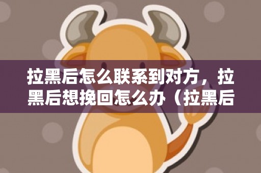 拉黑后怎么联系到对方，拉黑后想挽回怎么办（拉黑后挽回的话）