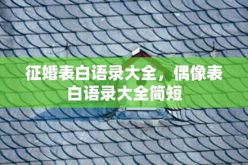 征婚表白语录大全，偶像表白语录大全简短