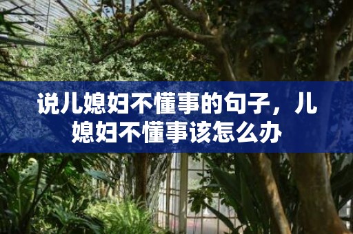 说儿媳妇不懂事的句子，儿媳妇不懂事该怎么办