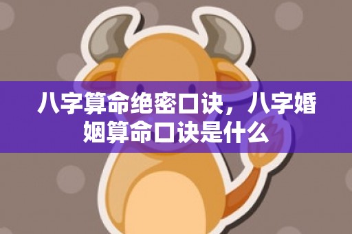 八字算命绝密口诀，八字婚姻算命口诀是什么