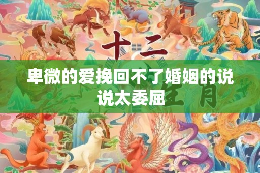 卑微的爱挽回不了婚姻的说说太委屈