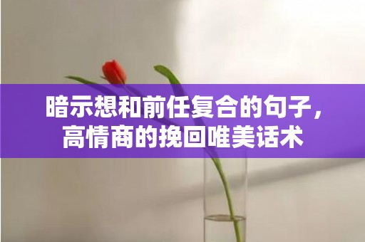 暗示想和前任复合的句子，高情商的挽回唯美话术
