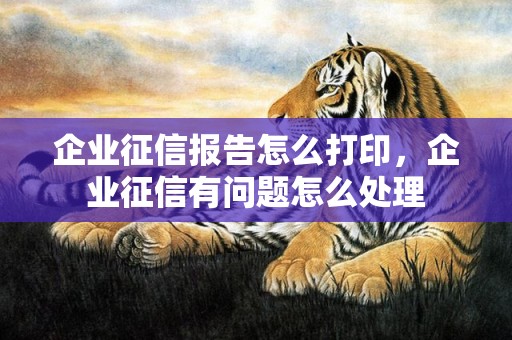 企业征信报告怎么打印，企业征信有问题怎么处理