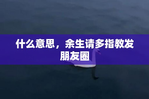 什么意思，余生请多指教发朋友圈