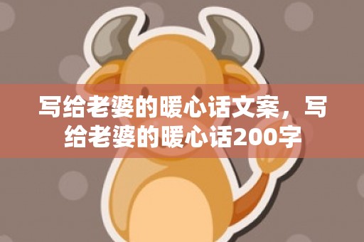 写给老婆的暖心话文案，写给老婆的暖心话200字