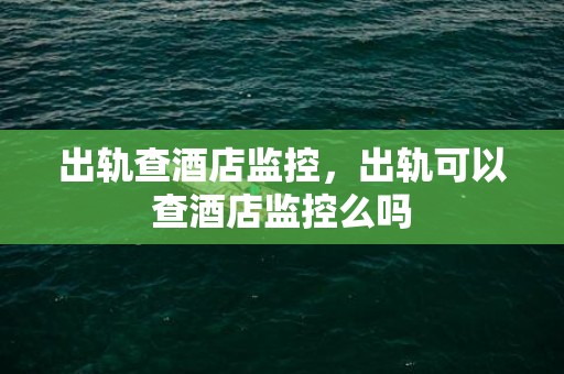 出轨查酒店监控，出轨可以查酒店监控么吗