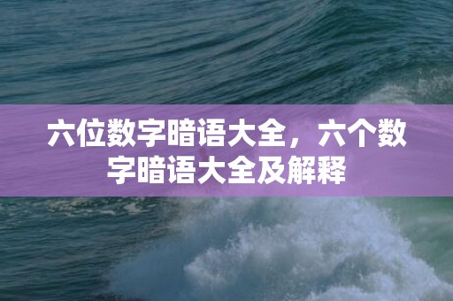六位数字暗语大全，六个数字暗语大全及解释