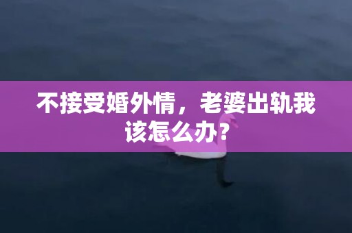 不接受婚外情，老婆出轨我该怎么办？
