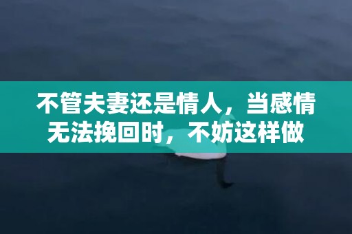 不管夫妻还是情人，当感情无法挽回时，不妨这样做