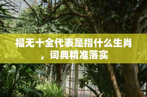 福无十全代表是指什么生肖，词典精准落实