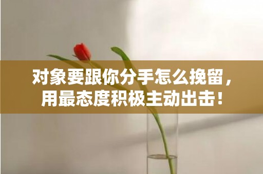 对象要跟你分手怎么挽留，用最态度积极主动出击！