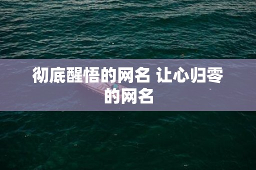 彻底醒悟的网名 让心归零的网名