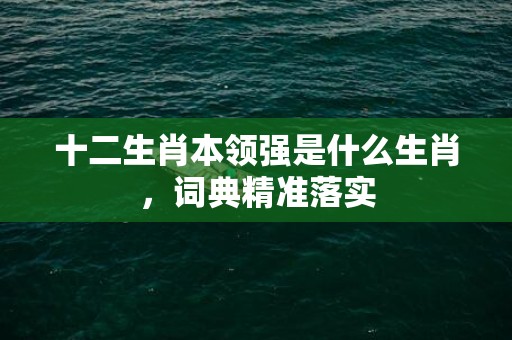 十二生肖本领强是什么生肖，词典精准落实