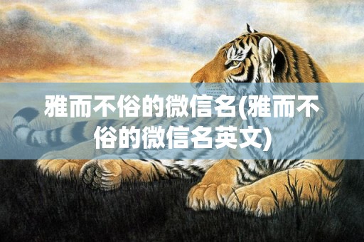 雅而不俗的微信名(雅而不俗的微信名英文)