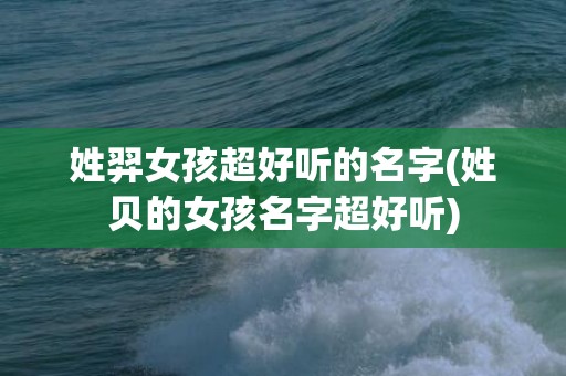 姓羿女孩超好听的名字(姓贝的女孩名字超好听)
