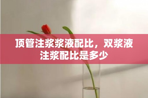 顶管注浆浆液配比，双浆液注浆配比是多少