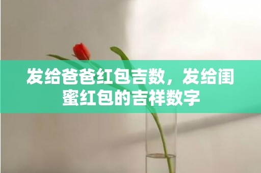 发给爸爸红包吉数，发给闺蜜红包的吉祥数字