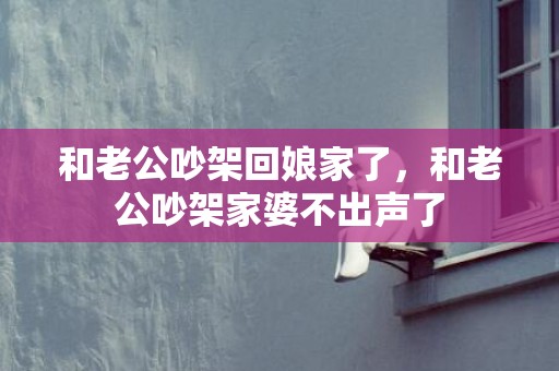 和老公吵架回娘家了，和老公吵架家婆不出声了