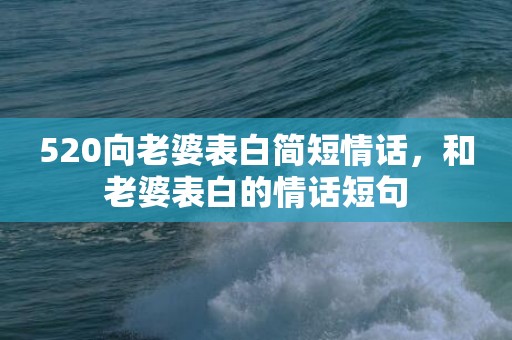 520向老婆表白简短情话，和老婆表白的情话短句