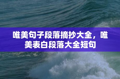 唯美句子段落摘抄大全，唯美表白段落大全短句