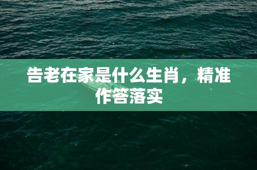 告老在家是什么生肖，精准作答落实
