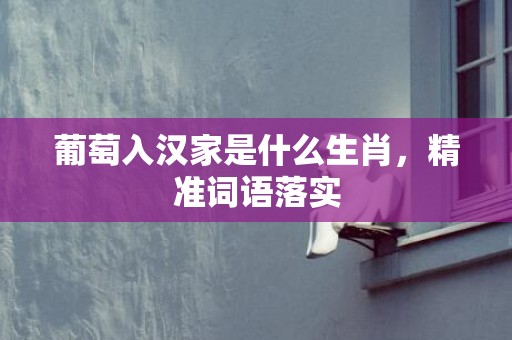葡萄入汉家是什么生肖，精准词语落实