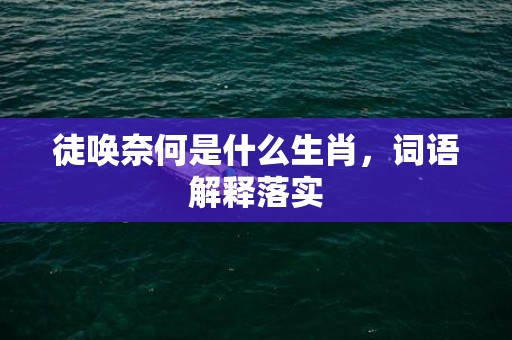 徒唤奈何是什么生肖，词语解释落实