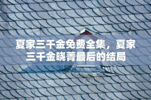 夏家三千金免费全集，夏家三千金晓菁最后的结局
