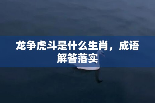 龙争虎斗是什么生肖，成语解答落实