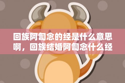 回族阿訇念的经是什么意思啊，回族结婚阿訇念什么经