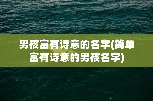 男孩富有诗意的名字(简单富有诗意的男孩名字)