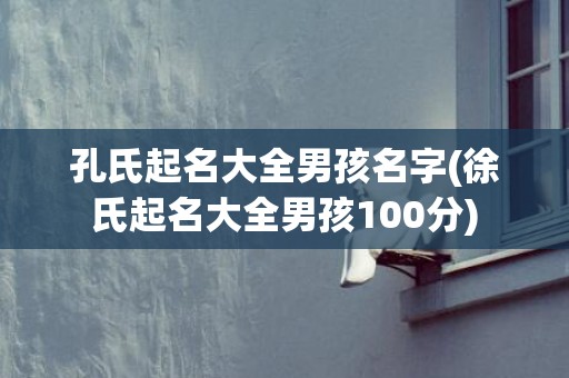 孔氏起名大全男孩名字(徐氏起名大全男孩100分)