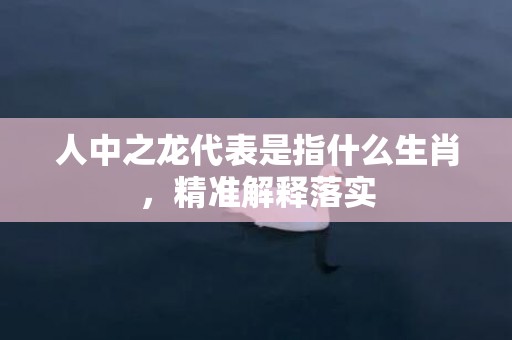 人中之龙代表是指什么生肖，精准解释落实