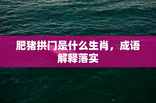 肥猪拱门是什么生肖，成语解释落实