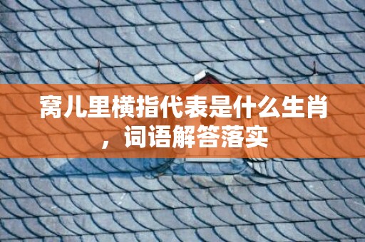 窝儿里横指代表是什么生肖，词语解答落实