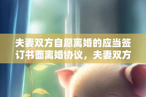 夫妻双方自愿离婚的应当签订书面离婚协议，夫妻双方自愿离婚的应当