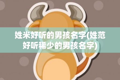 姓米好听的男孩名字(姓范好听稀少的男孩名字)