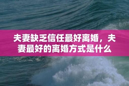 夫妻缺乏信任最好离婚，夫妻最好的离婚方式是什么
