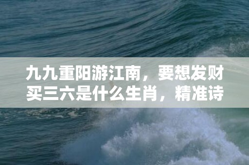 九九重阳游江南，要想发财买三六是什么生肖，精准诗词落实
