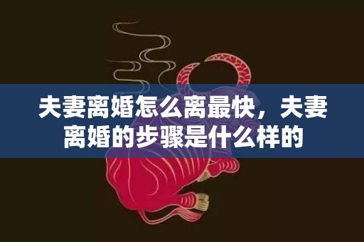 夫妻离婚怎么离最快，夫妻离婚的步骤是什么样的